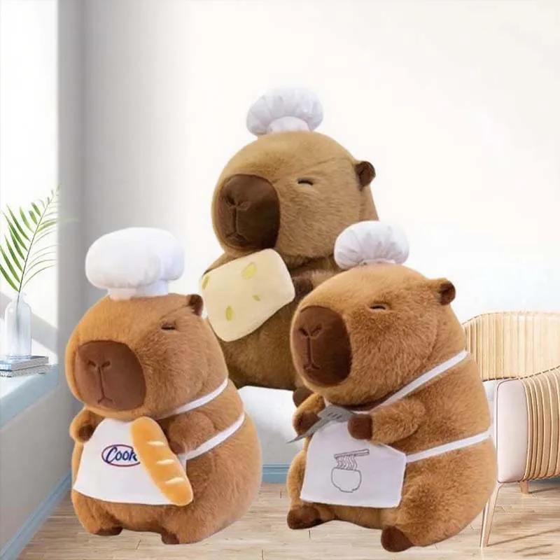 

Chef Capybara Plush Doll Cute Capibara Soft Stuffed Animal Anime Fluffty Toy Kawaii Room Decor Kids Birthday Xmas Giftlike