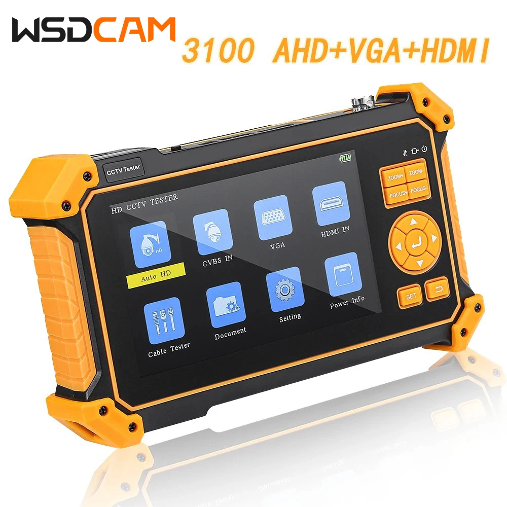 

Wsdcam HD3100 8MP CCTV Camera Tester AHD Test Monitor TVI CVI CVBS Portable Support UTP PTZ HDMI VGA Input