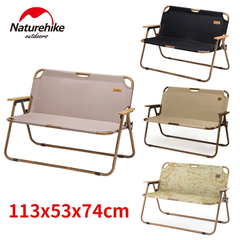 Naturehike Folding Double Chair Outdoor Camping Fishing Recliner Chaise Longue Armchair Backrest Portable Seat Bearing 160kg