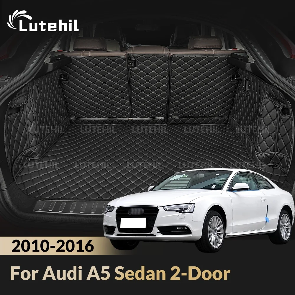 Kofferraummatte für Audi A5 Limousine 2-Türer 2010-2016, Kofferraumteppich mit Rückenlehnen-Schutz, wasserdichte Zubehörteile.