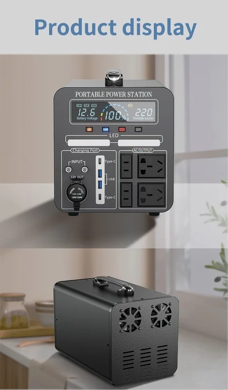 High-quality 1000-watt portable power station Lifepo4 battery solar panel generator home camper with controller view 3