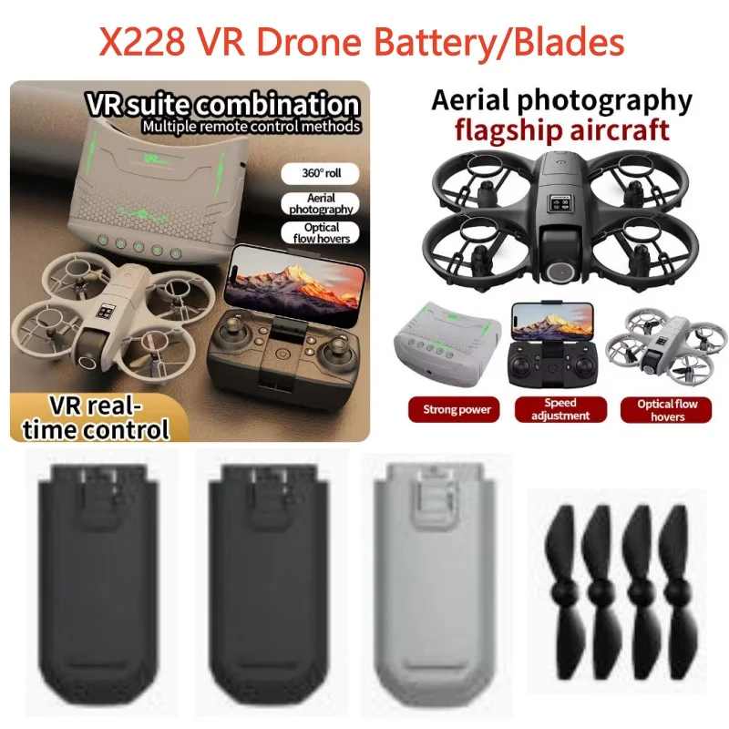 X228 VR Drone Blades 3.7V 600MAH Battery For X228 Drone X228 Drone Battery Blades X228 VR RC Dron Battery Blades Parts
