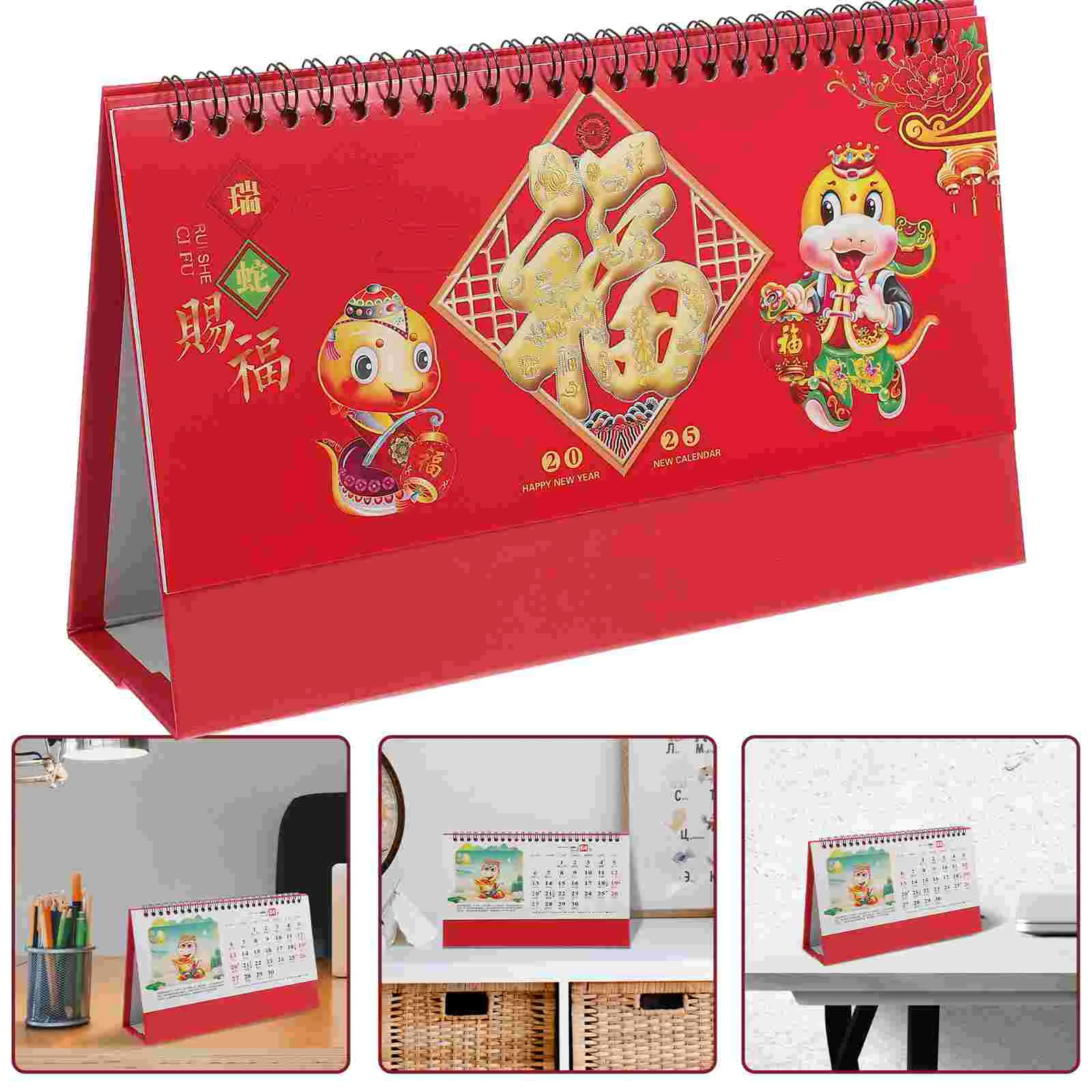 

2025 Desk Calendar Chinese New Year Carlandar Painting Household Themed Monthly Paper Desktop Office Dekstop