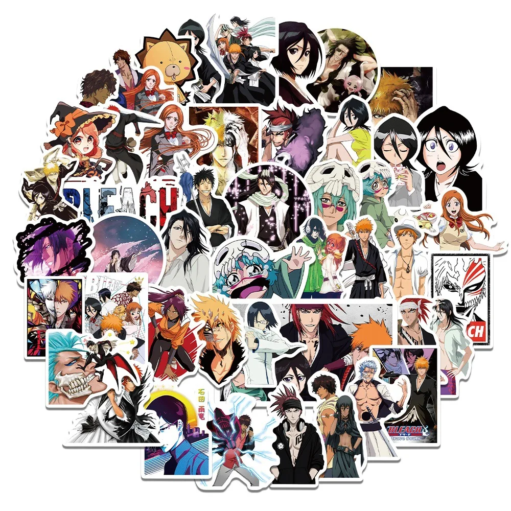 

10/30/50pcs BLEACH Anime Stickers Cool Kurosaki Ichigo Cartoon Decals Skateboard Phone Case Laptop Waterproof Graffiti Sticker