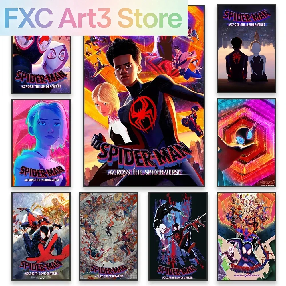 Frameless Marvel Poster Spider Man Across the Spider Verse Wall Art Canvas Painting Prints Motivational Kid Bedroom Home Decor