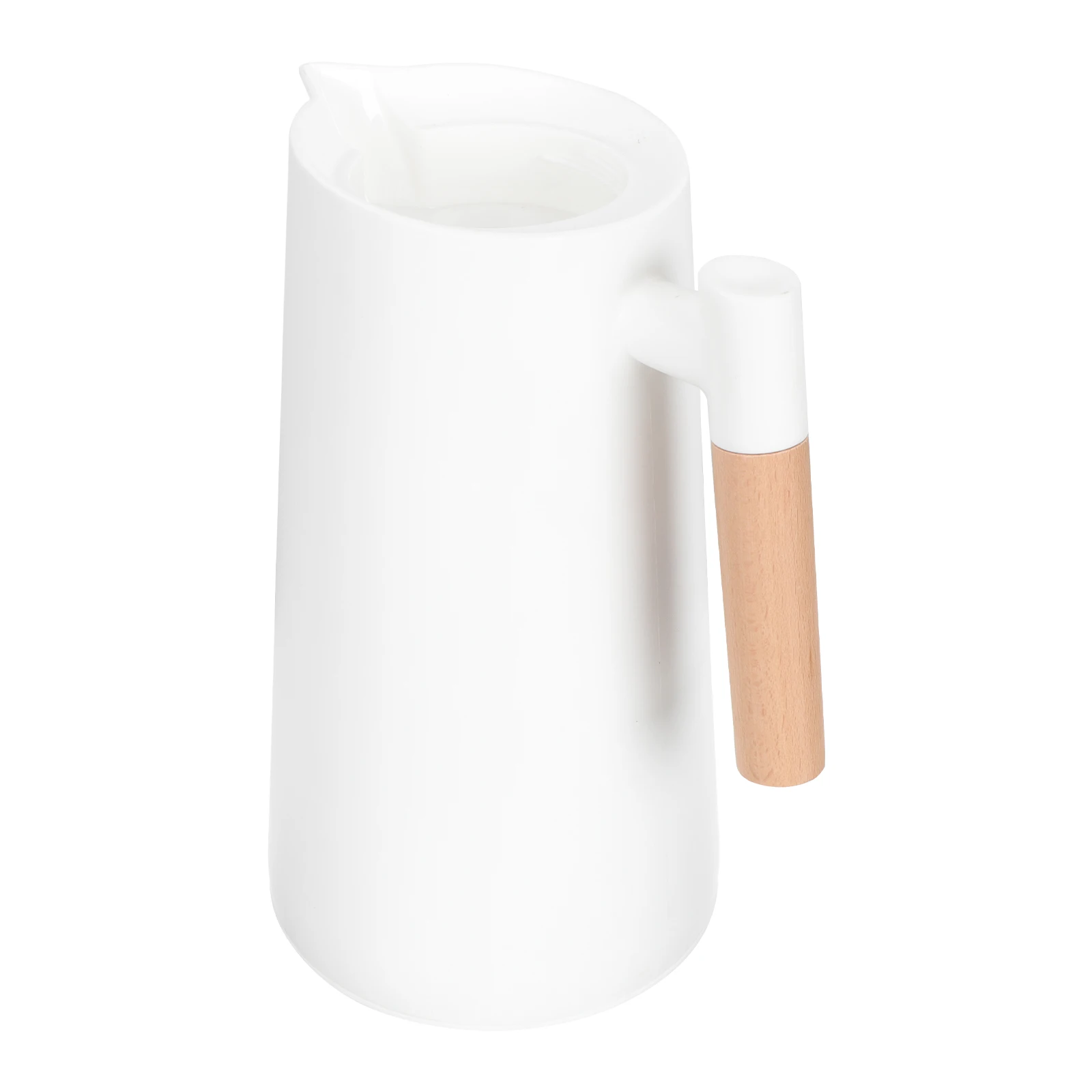 

Thermal Carafe Insulated Kettle for Hot Drinks Portable Water Bottle Wooden Handle Glass Liner Stainless Steel White Kitchen Bar
