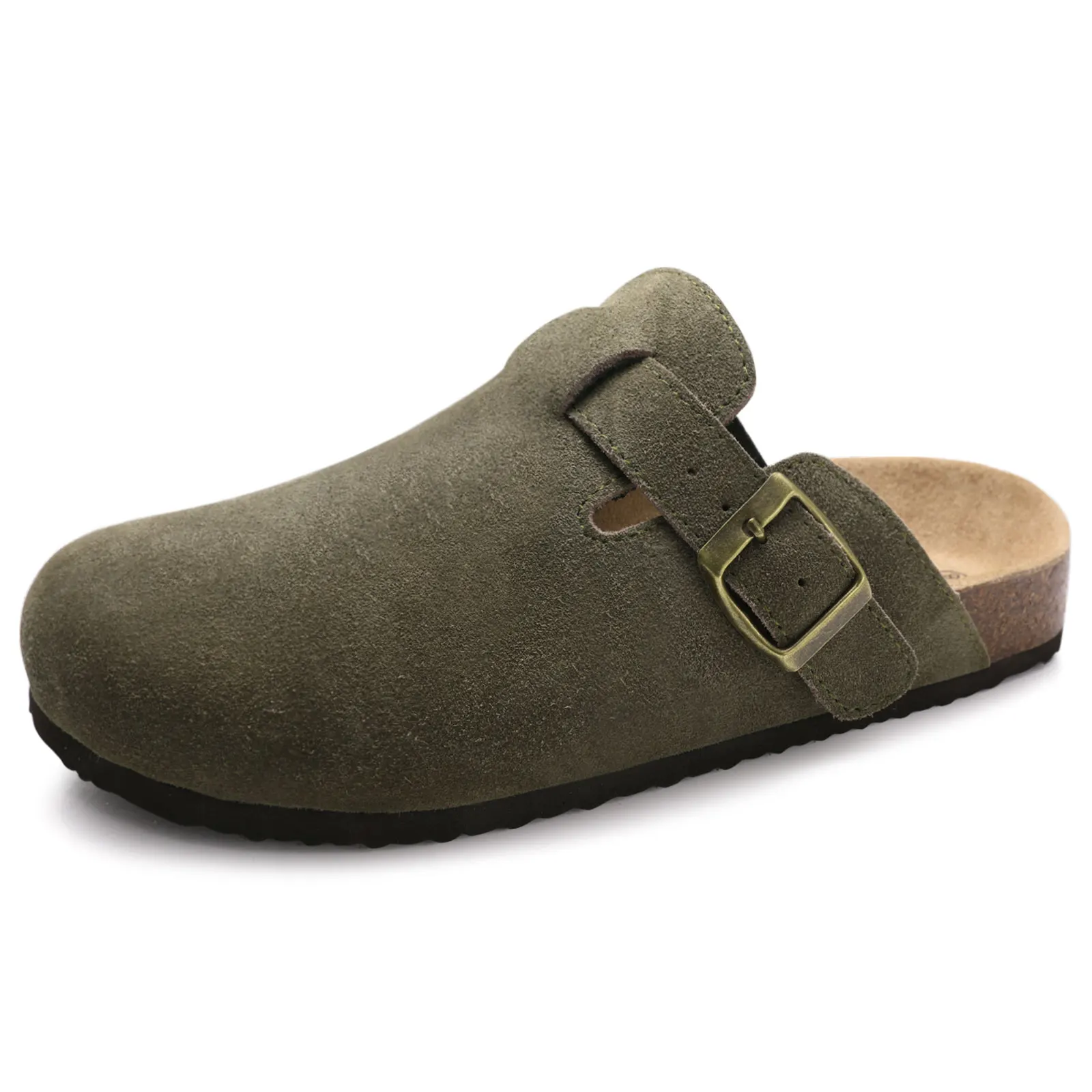 Shevalues Wildleder-Clogs für Damen und Herren, Sommer-Kork-Mules, Weiche Fußbett-Sandalen mit Fußgewölbestütze, Neue Freizeitmode, Echte Clogs – Detail 10