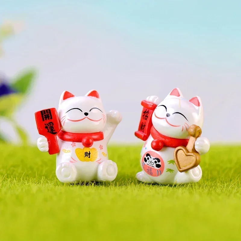 1PCS PVC Mini Lucky Cat Decoration Home Decor Kawaii Lucky Cat Maneki Neko Ornaments Creative Toy Miniature Figurines For Gift