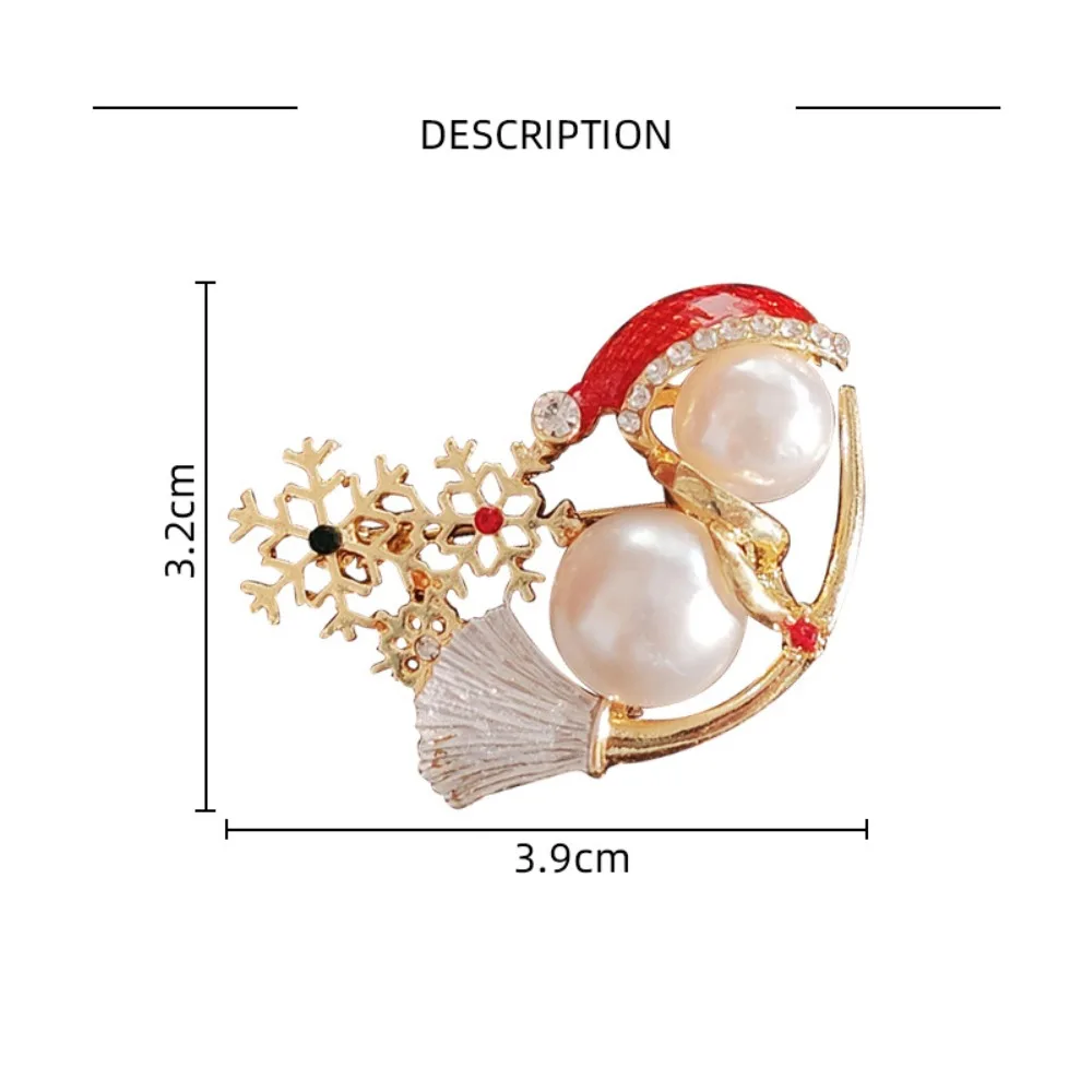 السنة الجديدة دبوس الأحمر عيد الميلاد ثلج بروش جميل المينا دبابيس ندفة الثلج عيد الميلاد بروش حجر الراين اللؤلؤ سترة وشاح شارة طفل هدية