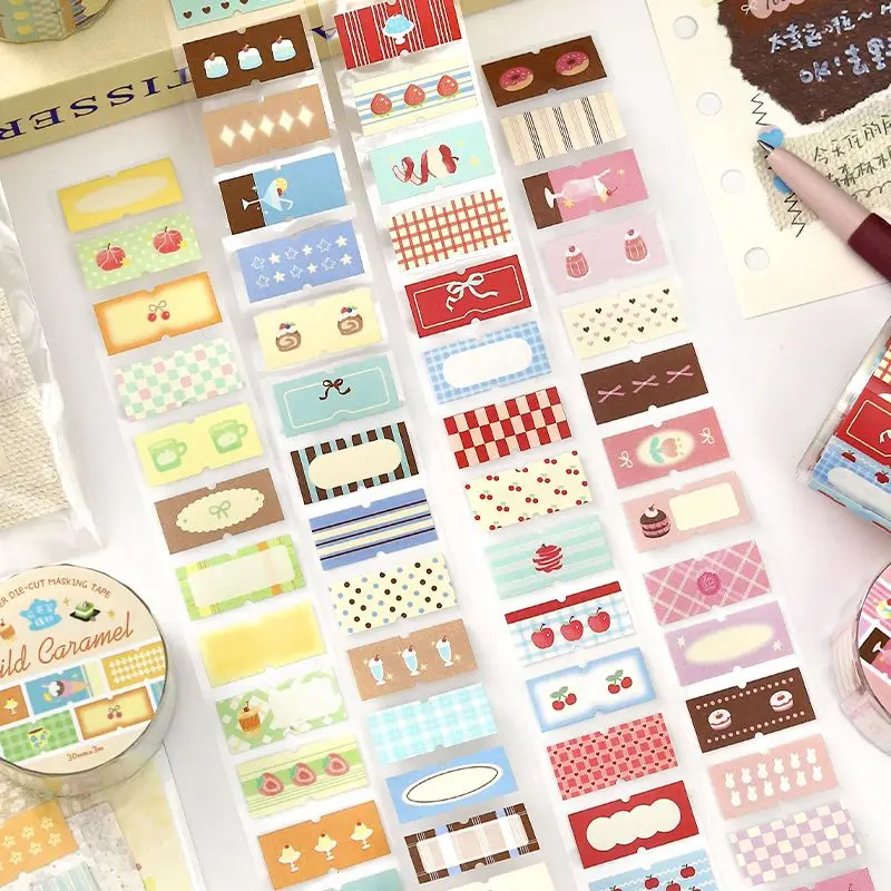 4-roll-creative-decorative-tape-japanese-style-masking-paper-sticker-diy-junk-journal-scrapbooking-craft-adhesive-stationery