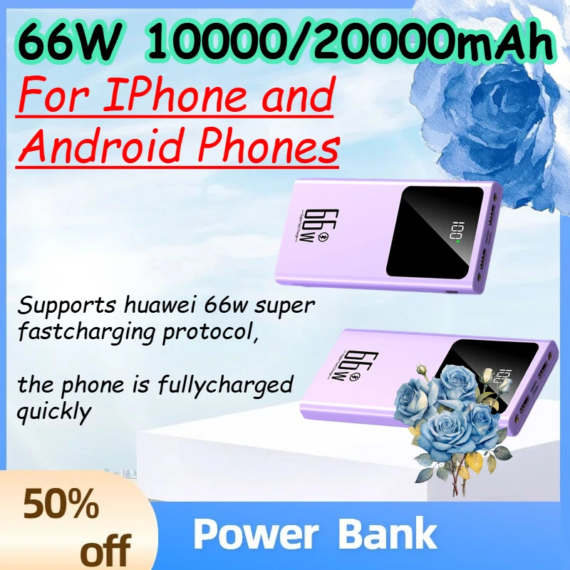 

(CCC)66W 10000/20000 мАч Портативный внешний аккумулятор с супербыстрой зарядкой для iPhone и телефонов Android