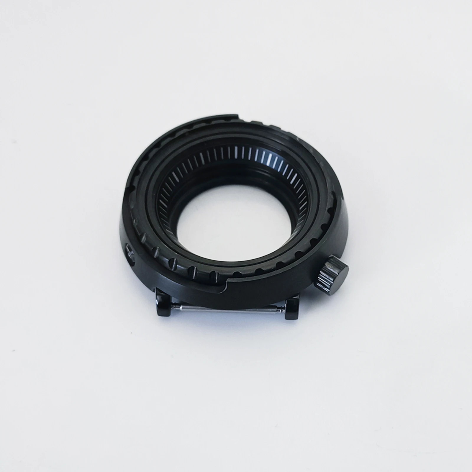 Mod ブラックマグロ缶ケース NH35 ケースアルミニウムインサートサファイアガラスステンレススチール時計ケース