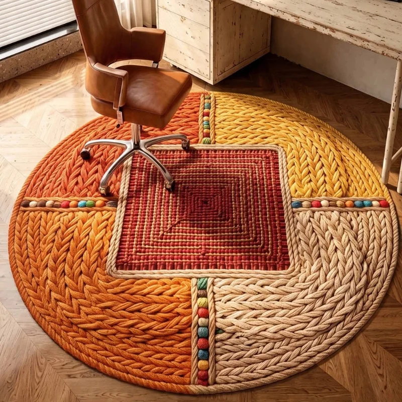 Vintage Round Carpet Soft Fluffy Modern Minimalist Floor Aesthetic Rugs Living Room Luxury Dywan Do Salonu Home Decor Items
