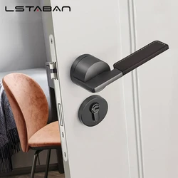 European Style Leather Zinc Alloy Door Handle Lock Interior Bedroom Bathroom Lock Anti-Theft Home Toilet Room Safety Door Lock
