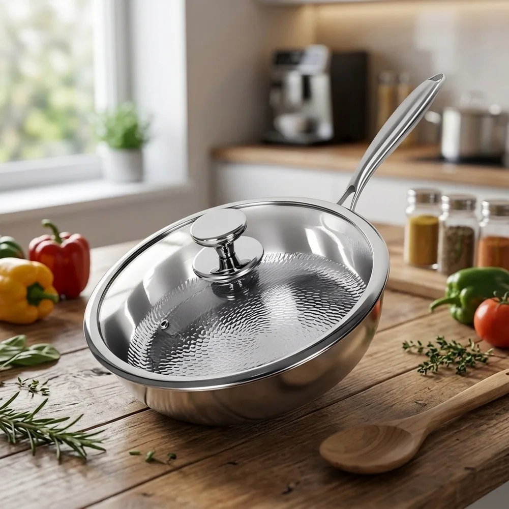 Induction Ready Pan Hammered Frying Pan For Home Kitchen Enhanced Durability Effortless Cleaning Heat Conduction