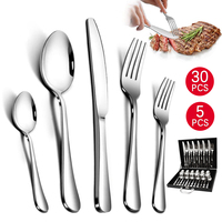 [EU Stock] 30pc/ 5pc Dinnerwear Sets Stainless steels Tableware set Steak Knife Fork Spoon Cutlery Set Kitchen Tablewar Portable