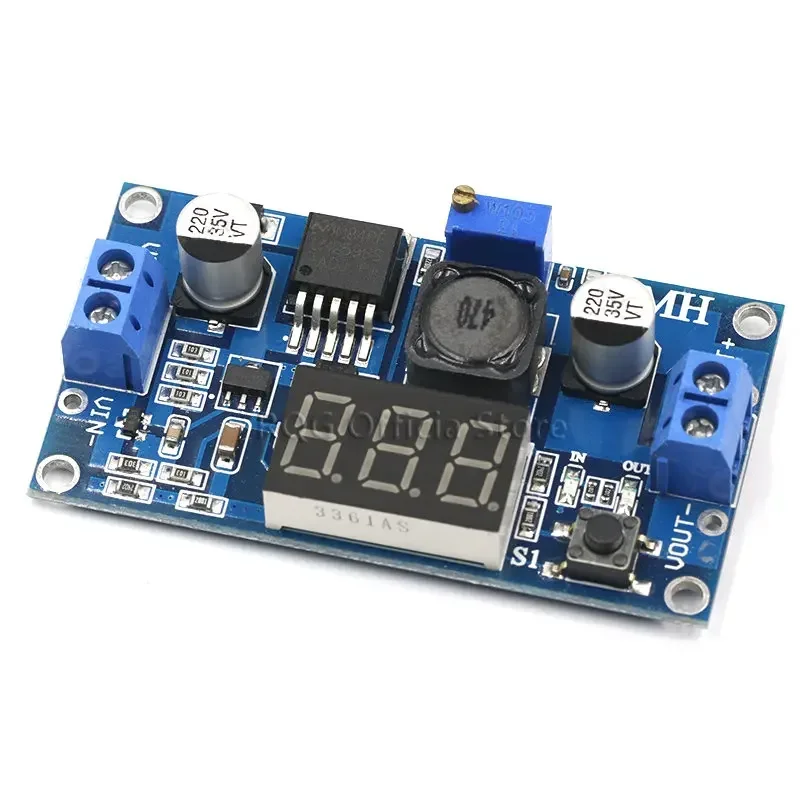 LM2596 BUCK 3A DC-DC Voltage Adjustable Step-Down Power Module + Blue LED Voltmeter