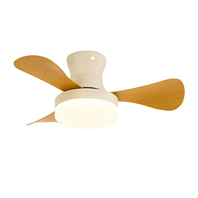 Medieval restaurant fan light retro walnut pattern bedroom ceiling fan light silent integrated fan ceiling light