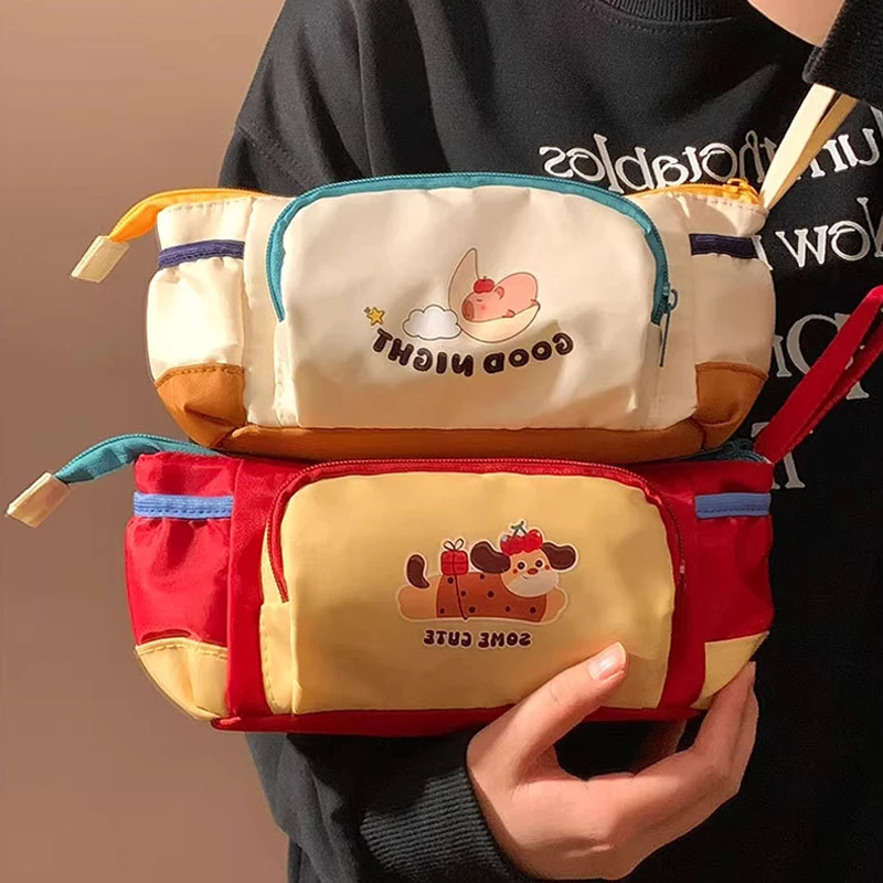 Large capacity multi pocket pencil case simple and multifunctional student stationery box beauty storage bag stationery supplies