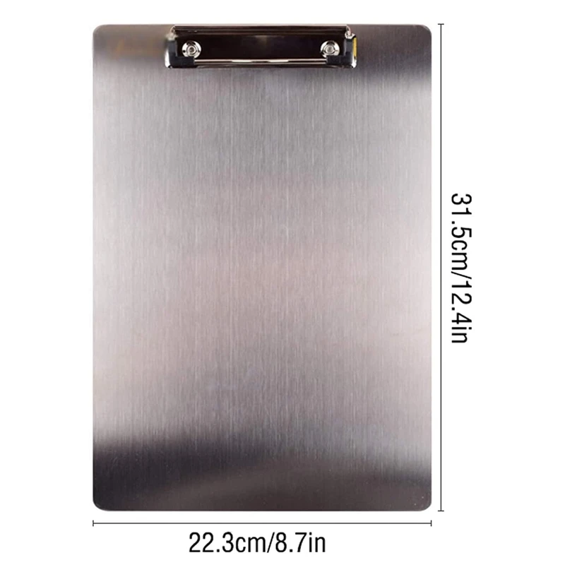 Pasta prancheta de metal A4 Stainless Steel Clip Board Bill Storage Folder Writing File Board Menu Splint For Business