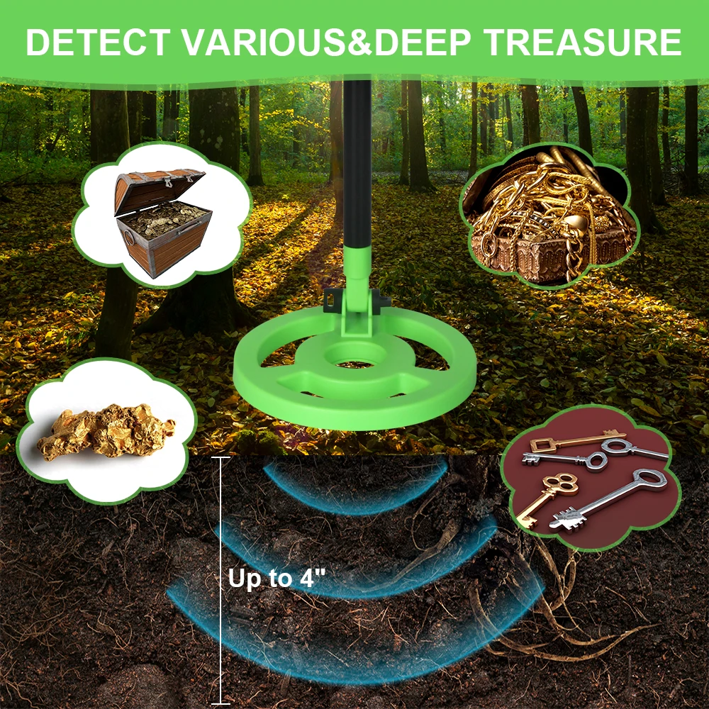 Détecteur de Métaux avec Écran LCD Intuitif pour Enfant, Poignée Légère avec Bobine de Recherche de 6 Pouces pour l\'Exploration et la Randonnée