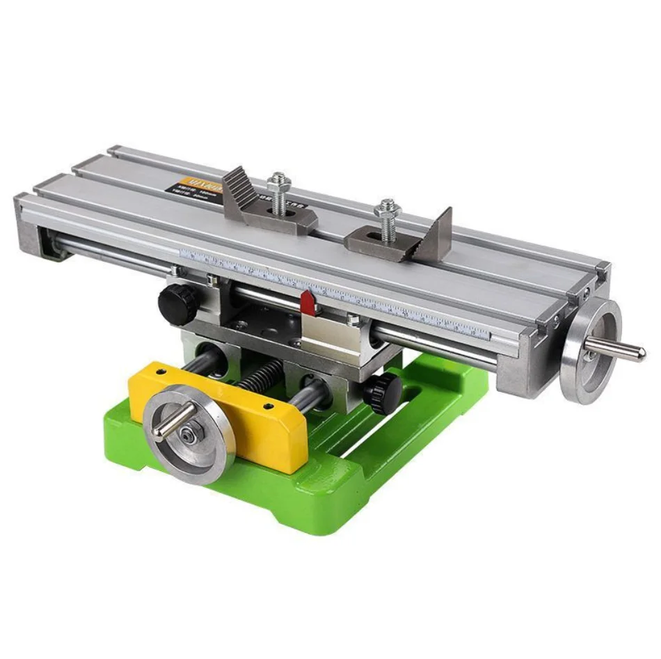 Household bench drill mobile cross slide industrial small milling machine workbench multi-function rotating bench vise flat nose