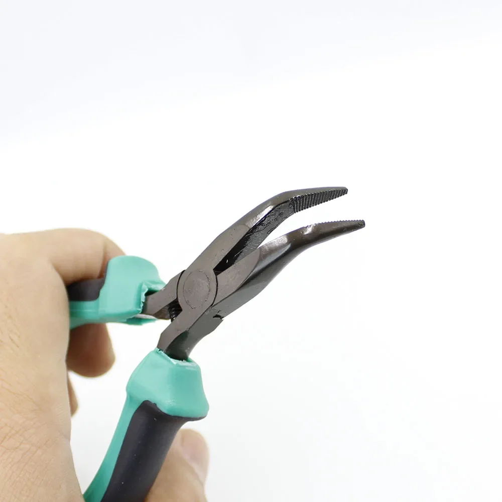 Pro'sKit PM-755 5-Zoll Zweifarbige Rutschfeste, Verschleißfeste Mini-Gebogene Spitzzange, Schneidzange, Drahtschneider, Handwerkzeug – Detail 8