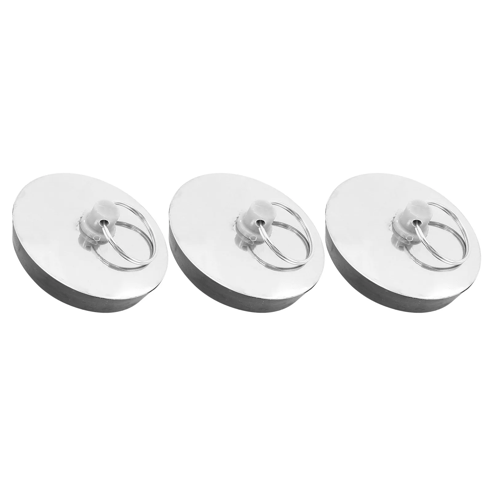 3Pcs Drain Bath Plug Stainless Steel Sink Stopper Thickened Rubber Bottom Bathtub Stopper Kitchen Sink Seal Blocking Odor