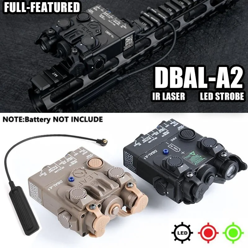 

DBAL-A2 Red/Green Dot + IR laser + strobe Dual Beam Laser Sight Flashlight Tactical DBAL-A2 For Airsoft Rifle Hunting Wargame.