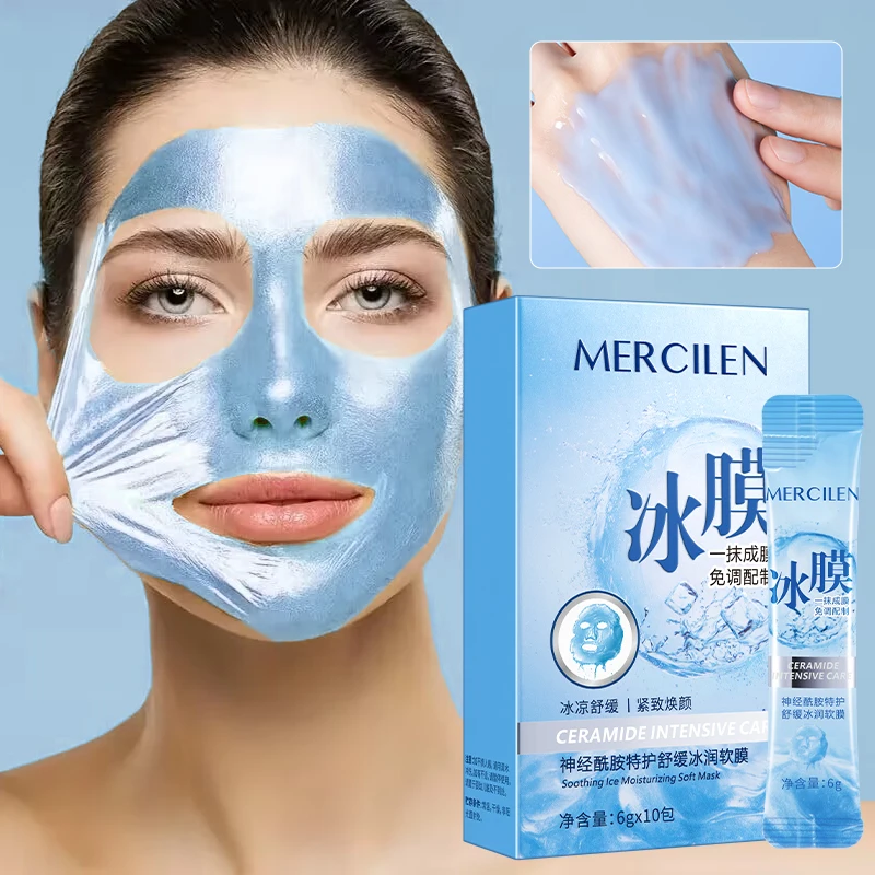 Mercilen Ceramide Ice Moisturizing Soft Mask, Containing Hyaluronic Acid and Vitamin E, Deeply Moisturizes the Face, Making the Skin Hydrated, Smooth, and Radiant, Suitable for All Skin Types. Travel Portable Packaging.