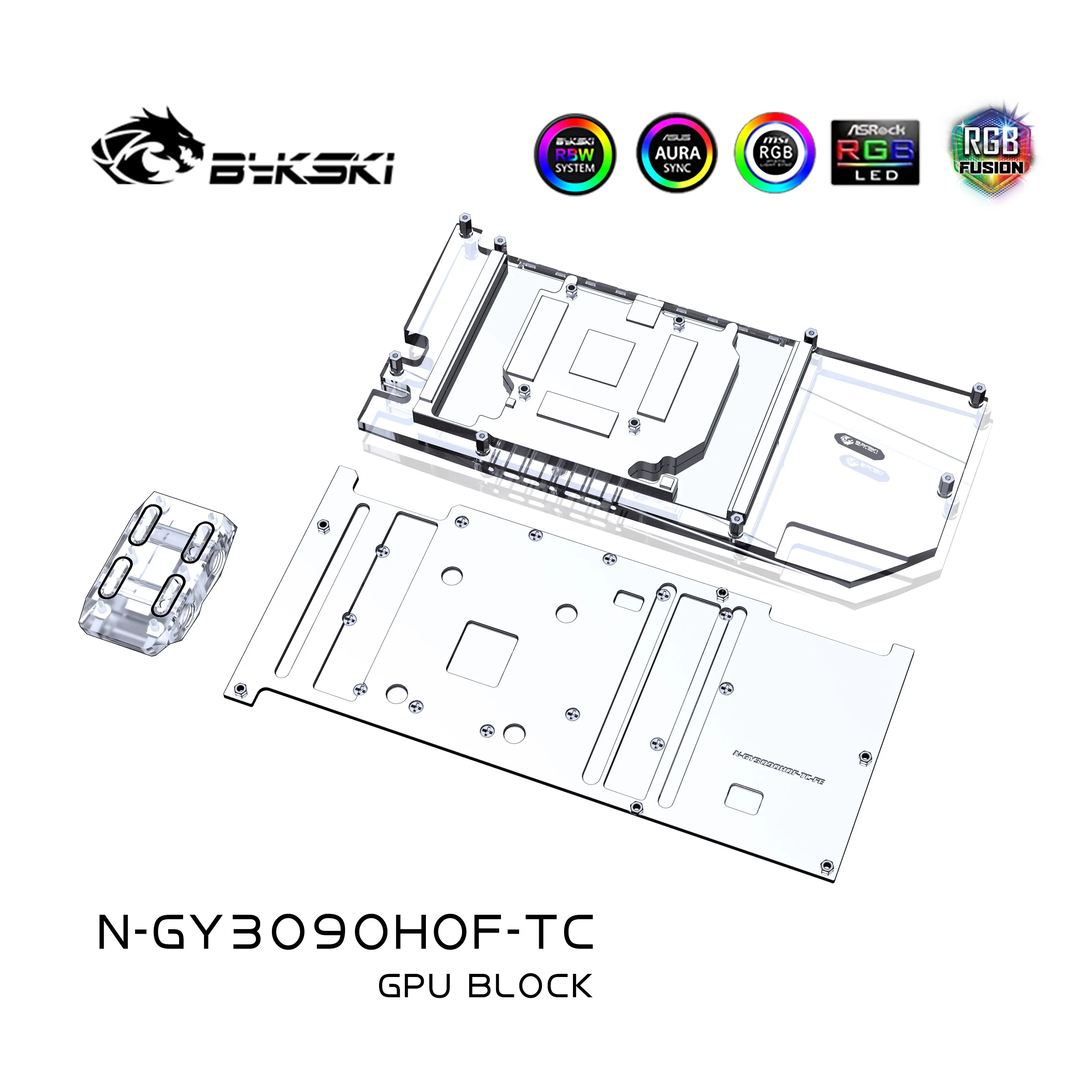 Bykski blok pelat belakang aktif GPU untuk GALAX RTX 3090 edisi terbatas Hon, memori sisi belakang PCB (VRAM) pendingin VGA, N-GY3090HOF-TC