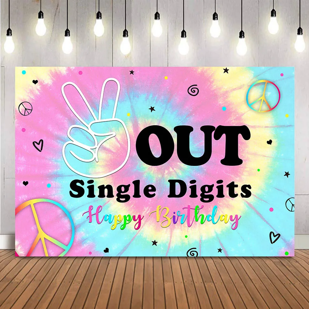 Tie-Dye-Fondo para fiesta de cumpleaños, telón de fondo para fotografía de un solo dígitos, fotomatón para recién nacidos, decoración para sesión fotográfica