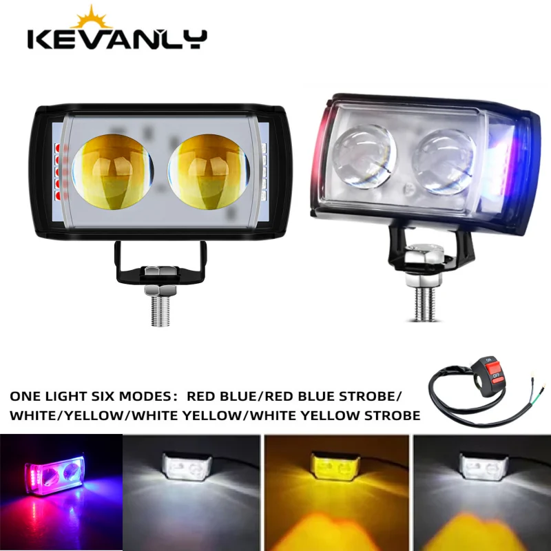 

1/2pcs LED Work Light Four Color Shooter Pod White Amber Blue Rde Strobe Lamp Off Road Flashing Light For Car Truck Pickup Boat