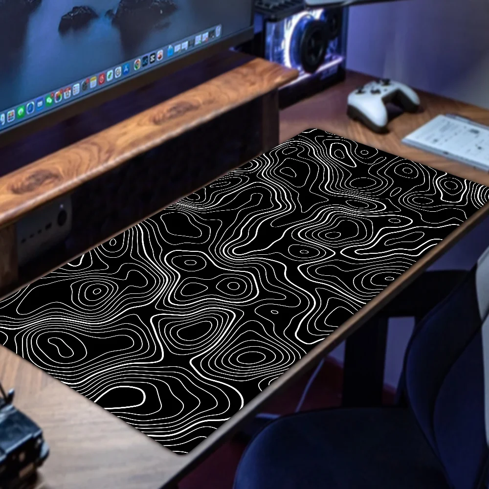 Black and white lines  Mousepad Mouse Mat Desk Mat With Pad Gaming Accessories Prime Gaming XXL Keyboard Pad