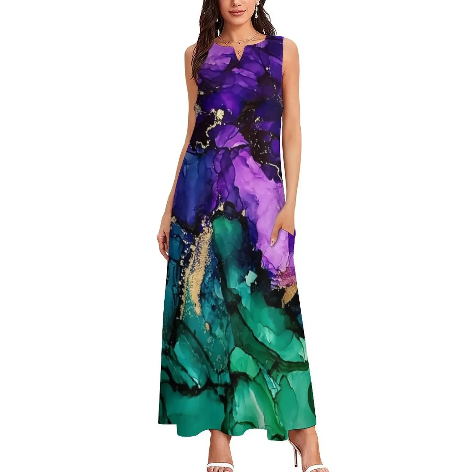 فستان ماردي غرا الكحولي الحبر الفني فستان طويل للحفلات الراقصة فساتين طويلة الأكمام فستان نسائي أنيق فاخر