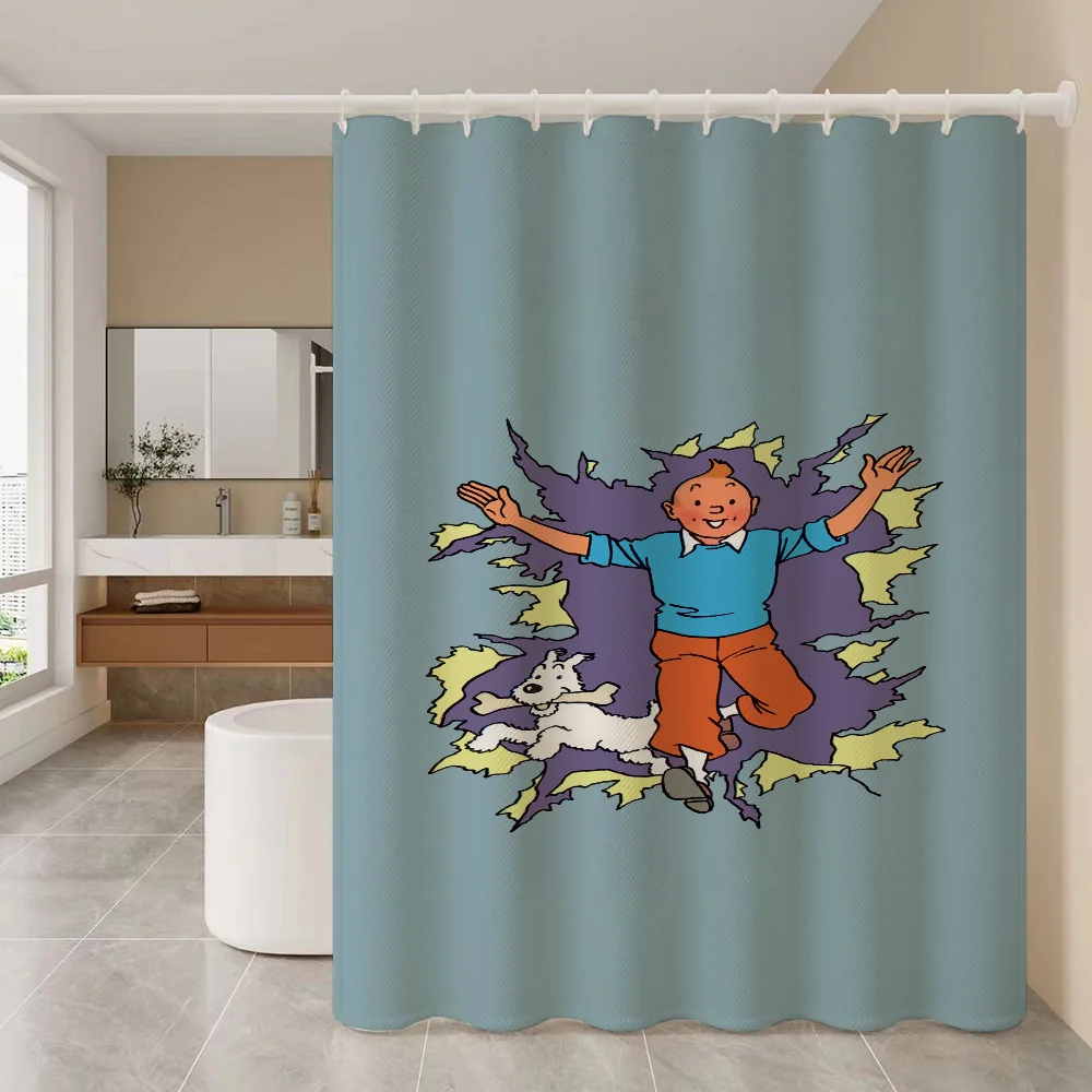 Curtains for Bathroom Shower Curtain T-tintin Accessories Bath Waterproof Fabric Set the Anti-mold Opaque Washable 180x200 Home