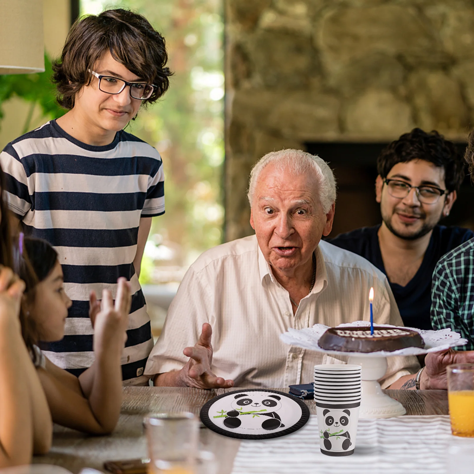 

1Set Panda Paper Dinnerware Disposable Birthday Party Tableware Plates Cups Napkins Cute Cartoon Pattern Paper Tableware