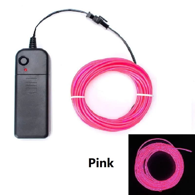1m 3m 5m Glow EL Wire Neon Kabel voor Kerst Dansfeest DIY Kostuums Veelkleurig Verlicht Licht AA Batterij Lamp LED Strip
