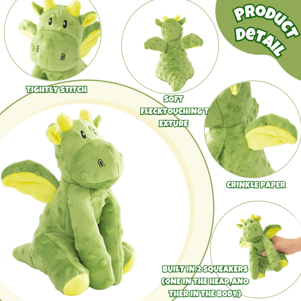 Dinosaur Dog Chew Toy,Durable And Dog Squeaky Toys, Puppy Teething Cartoon Squeaky Dog Toys,Cute Dragon Plush Dog Toys,Shaped Like A Pterosaur, With Sound, Durable And Bite Resistant, Help Dog Grow,Suitable For Small, Medium Dogs，sp25071635314155662