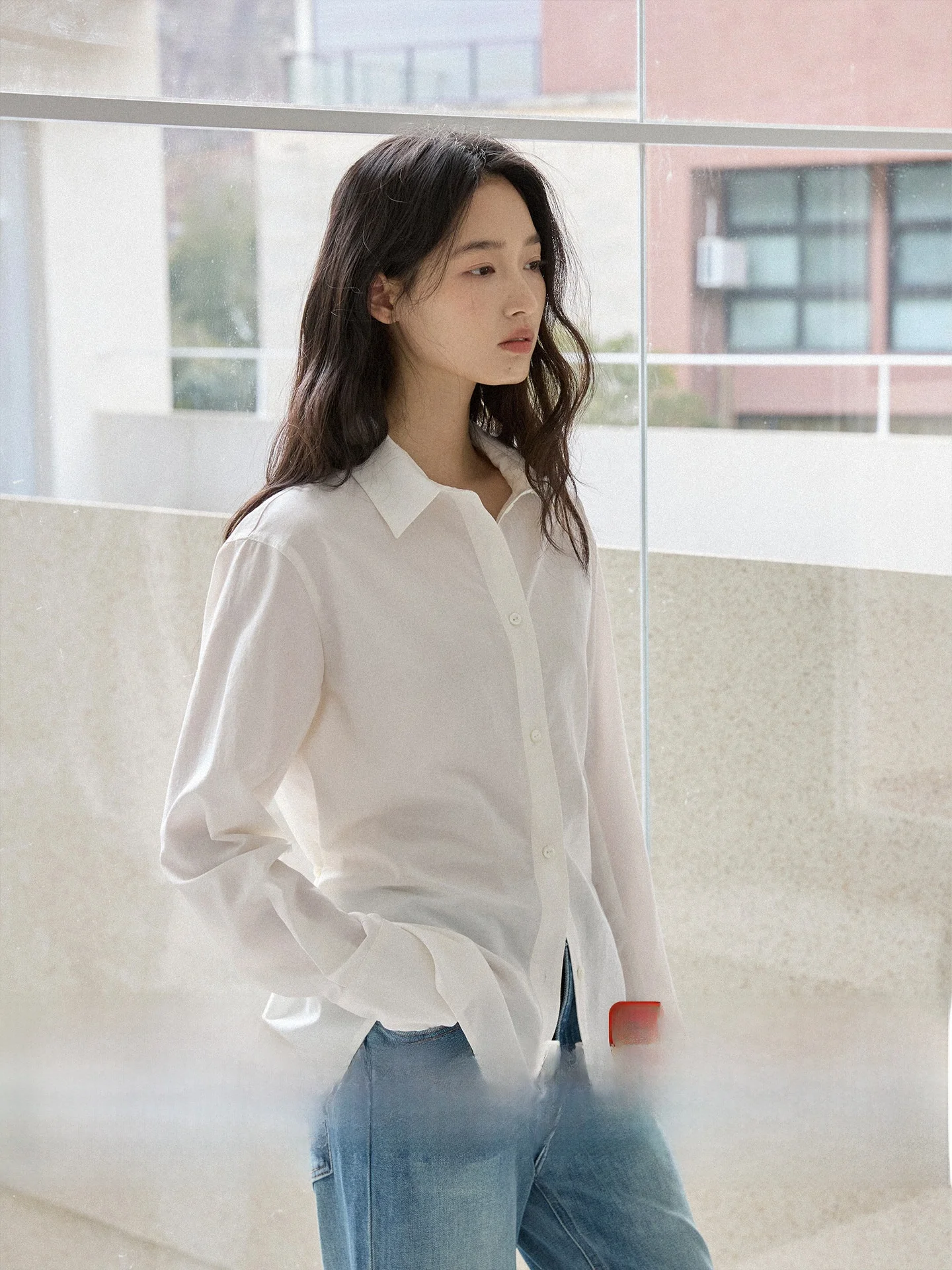 

Ginnkee Commute White Silk Linen Waist-Cinching Shirt Women's Long Sleeve Flip Collar Black Top Spring Summer Fashion Ladies'...