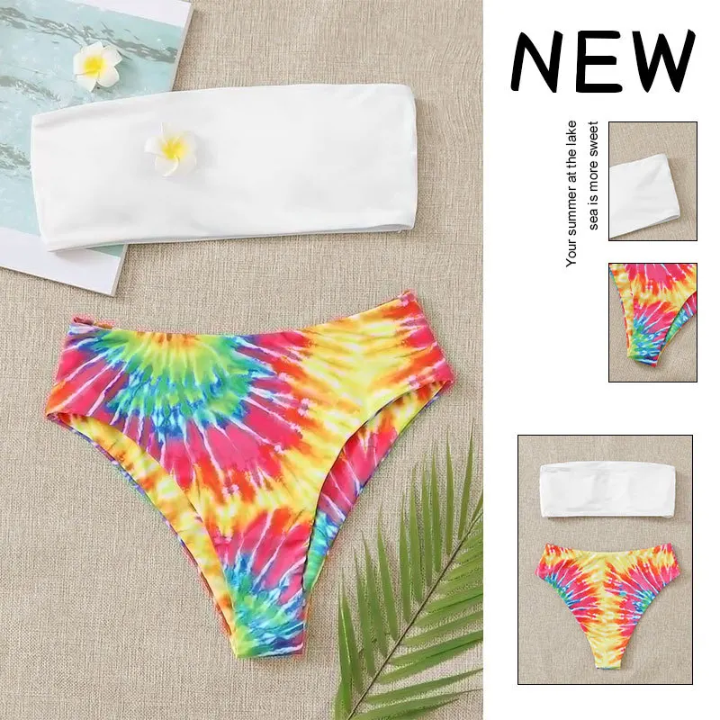 

2024 New Fashion Bikinis Set Two Piece Swimsuits Bathing Suit Women Print Tie Dye Split Swimsuit Women's Sexy Triangle