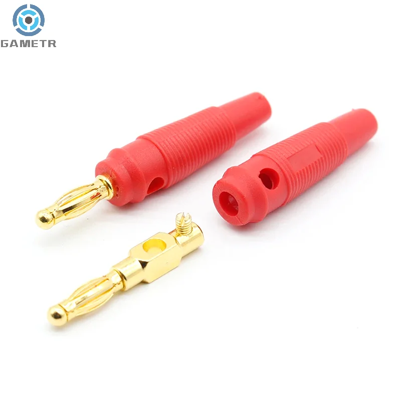 4 Stuks Zachte Rubberen Mouw Soldeervrije 4Mm Plug Puur Kopervergulde Muziek Luidsprekerkabel Draad Pin Lantaarn Kop Banaan Connector