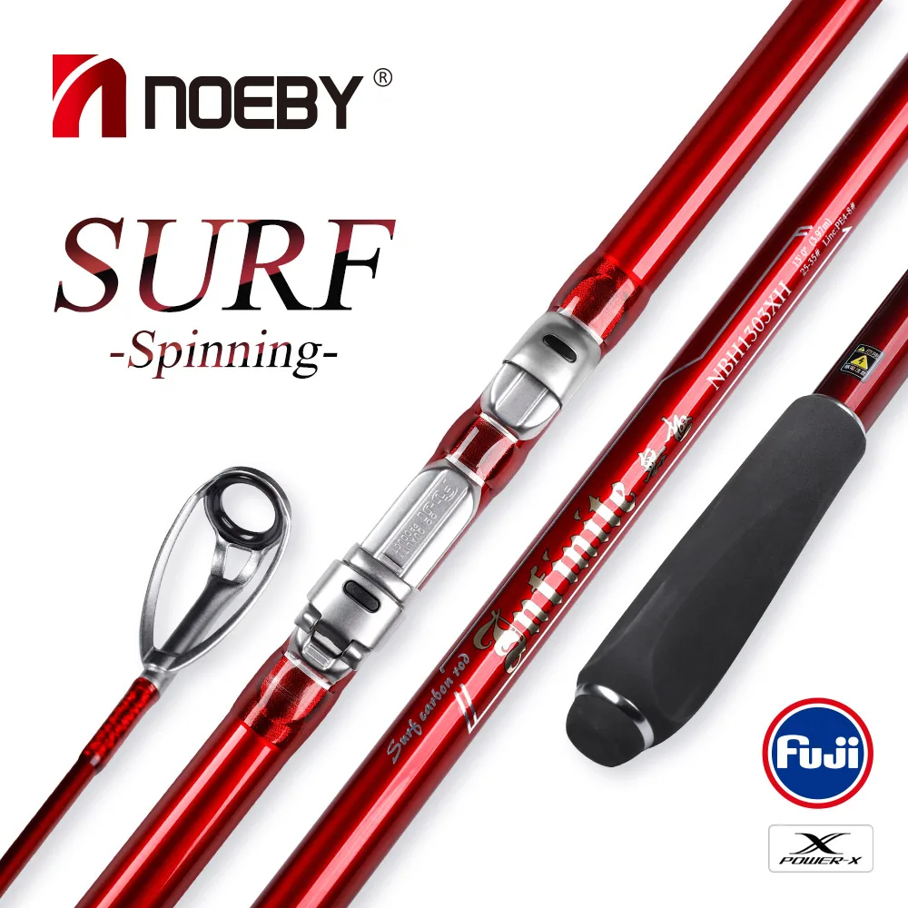 NOEBY Fishing Rod Surfcasting 397BX 428BX 100-260g Rockfishing Spinning 3 Section Fuji Parts Long Casting Sea Fishing Rod