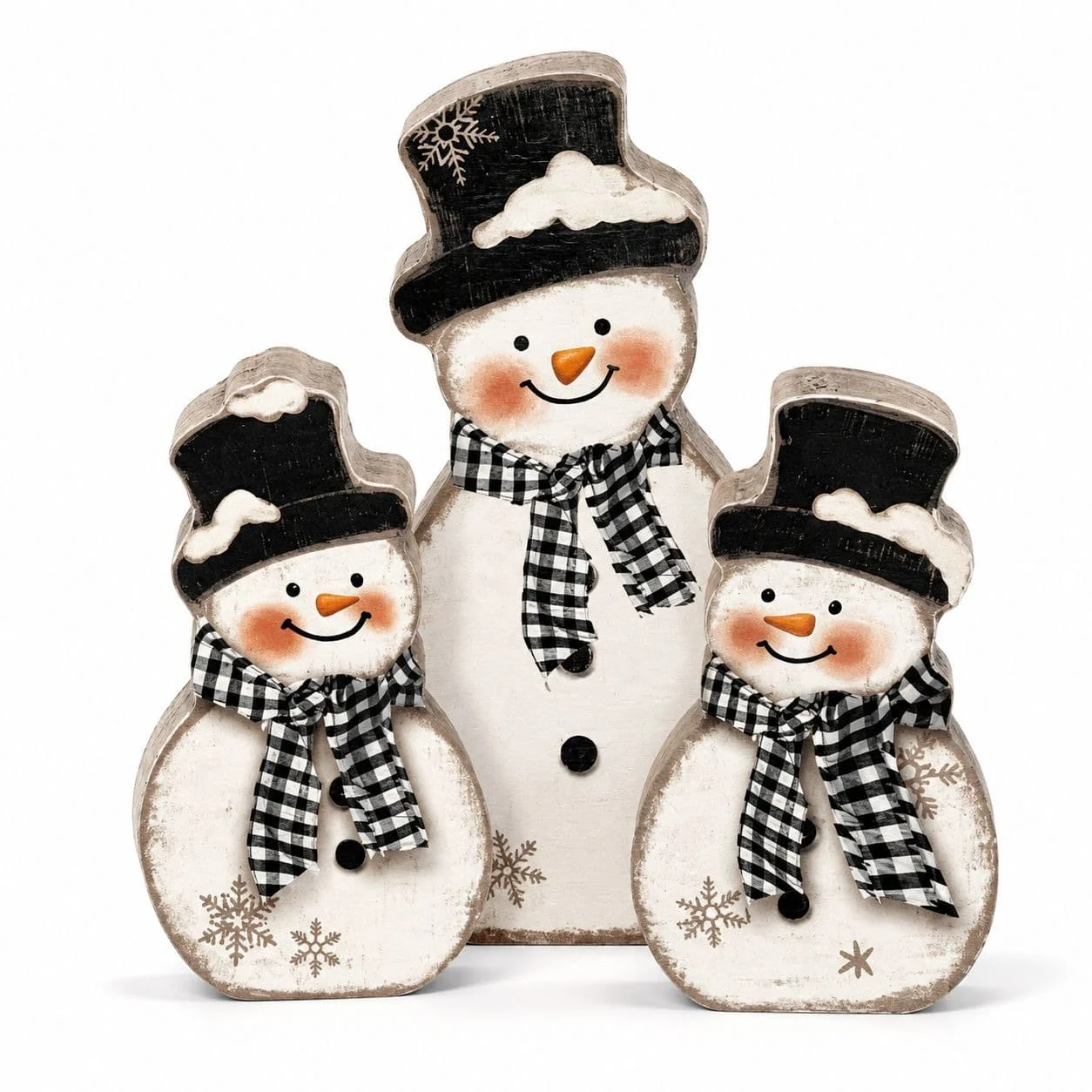 CMZLUMINEST 3-Piece Wooden Snowman Table Decoration, Winter Wooden Tabletop Decoration, Layered Tray Decoration, Retro Merry Christmas Decoration, Suitable For Indoor Three-Layer Tray, Desk, Bookshelf, Home Fireplace And Holiday Party