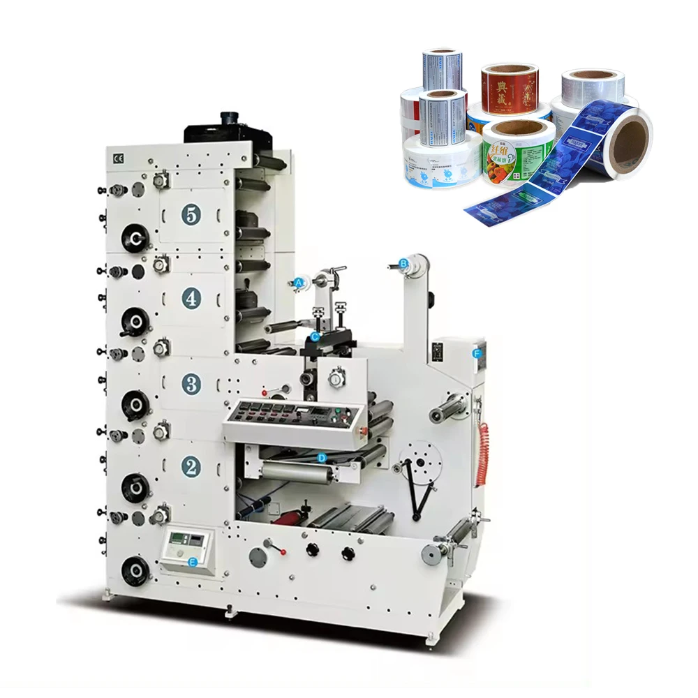 RY320-5B High Speed Automatic 320mm 5 Colors Multifunctional Label Flexo Printing Machine For Roll To Roll