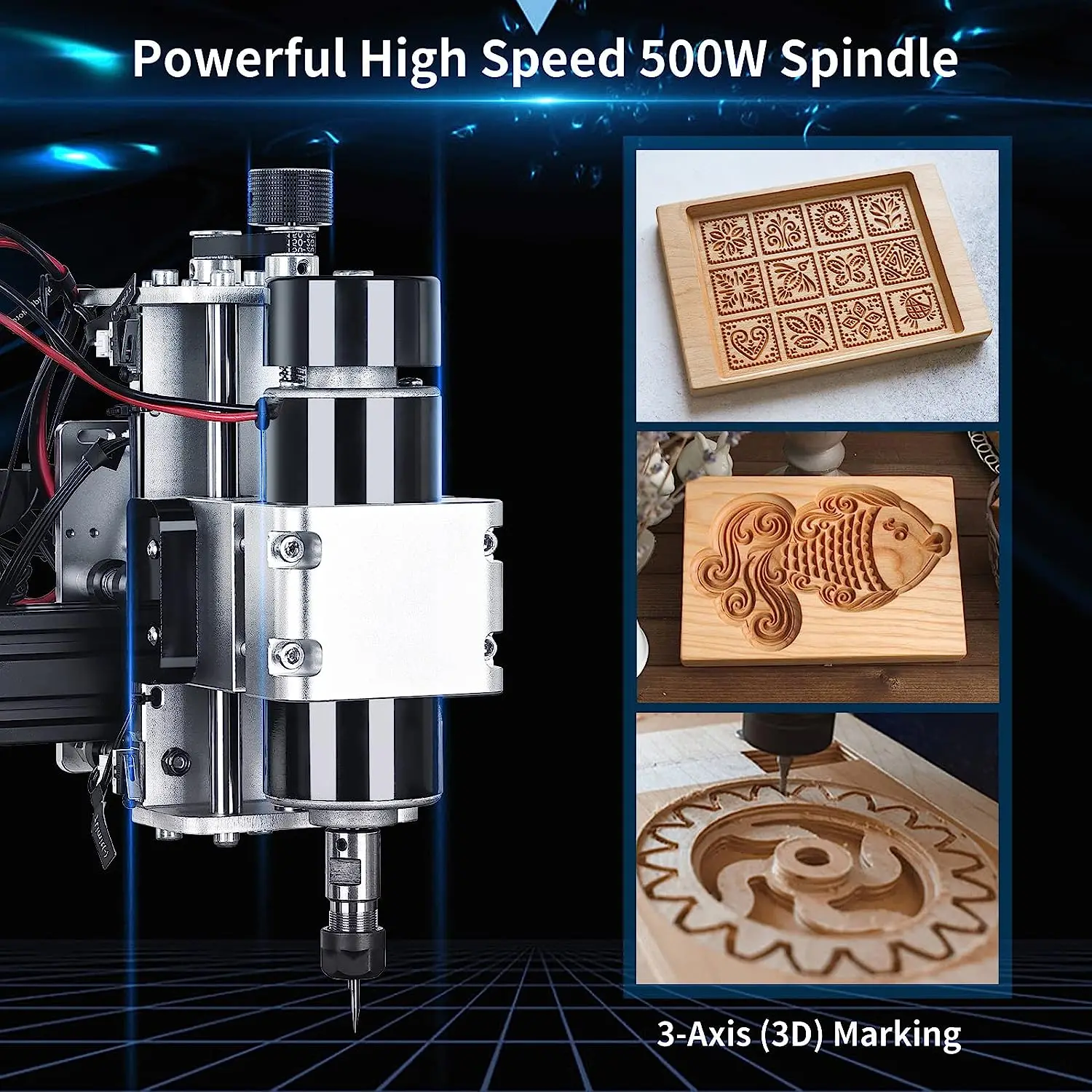 3 Axis 500W Router Engraving Machine, CNC 4540 Laser Engraver With Aluminum Table For DIY Milling Cutter Wood Metal Acrylic MDF