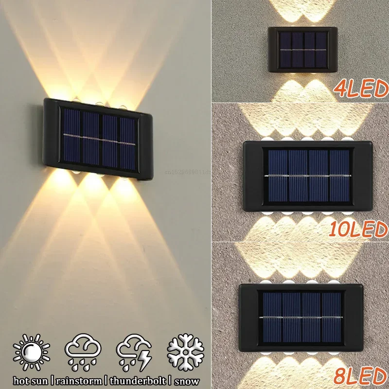 10/8/6/4LED lampada da parete solare per esterni impermeabile su e giù illuminazione luminosa per la decorazione del recinto del giardino luce solare