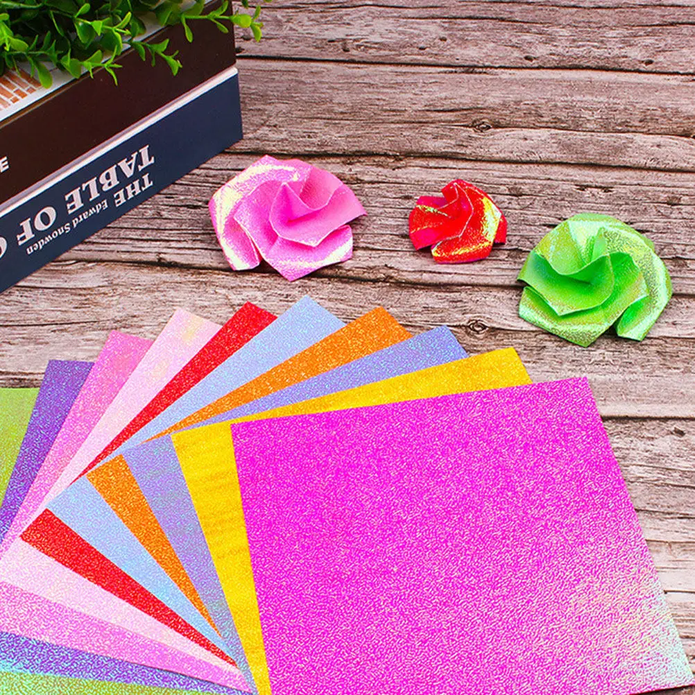 100Pcs Pearly Glitter Double-Sided Origami Paper Colorful Squares for Paper Folding Crafts Children Parent Interaction DIY