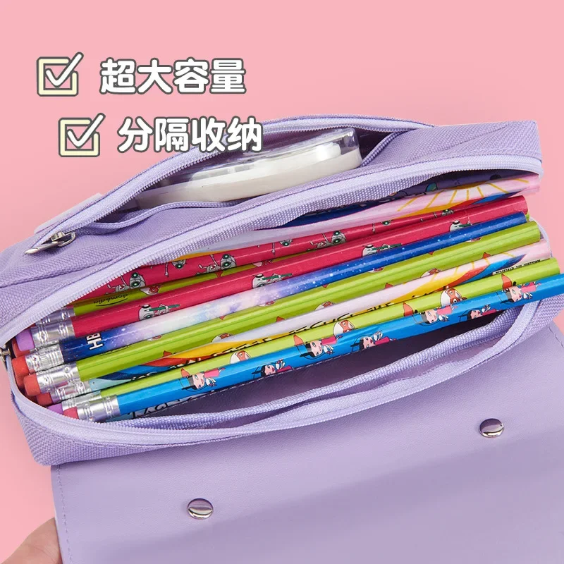 Minnie Mickey Mouse PU Pencil Case Boy Girl Disney Anime Trend Flip Pen Case Pen Pouch Stationery Box Storage Bags Student Gift