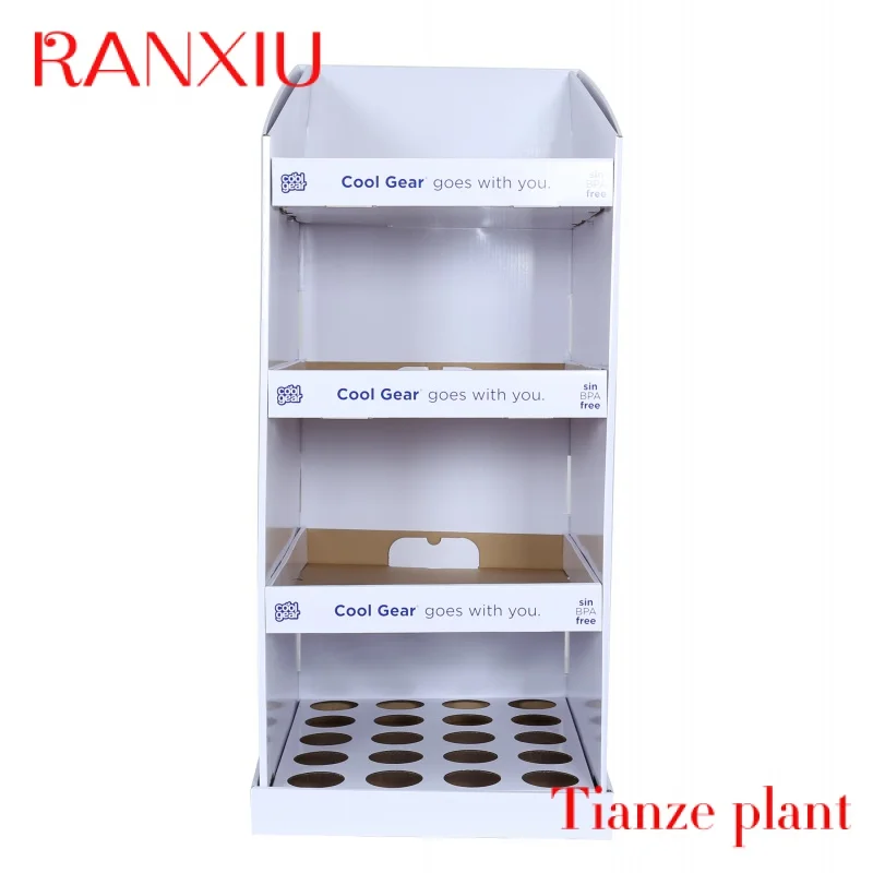 CustomSupermarket Point of Sale Floor Standing Display Unit Tray 3 Shelves Standard Paper Display